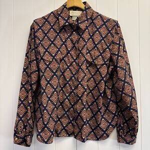 Vintage Schrader Womens 90s 90s Geometric Abstract Artsy Top Size 14‎ Secretary